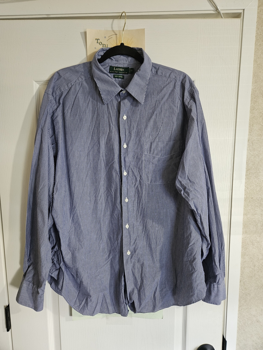 Lauren Ralph Lauren Men's Blue Pinstripe Button-Down Shirt